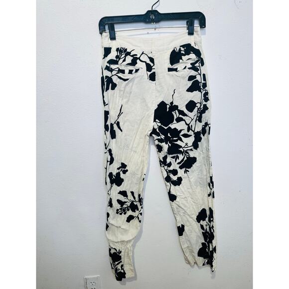 CAROLINA K Off-White Black Floral Abstract Design Zai Button Fly Trousers Size S - Picture 6 of 15